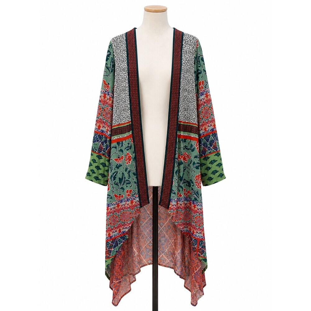 Soft Surroundings Daydream Topper Kimono Size Medium Long Duster Boho Print
